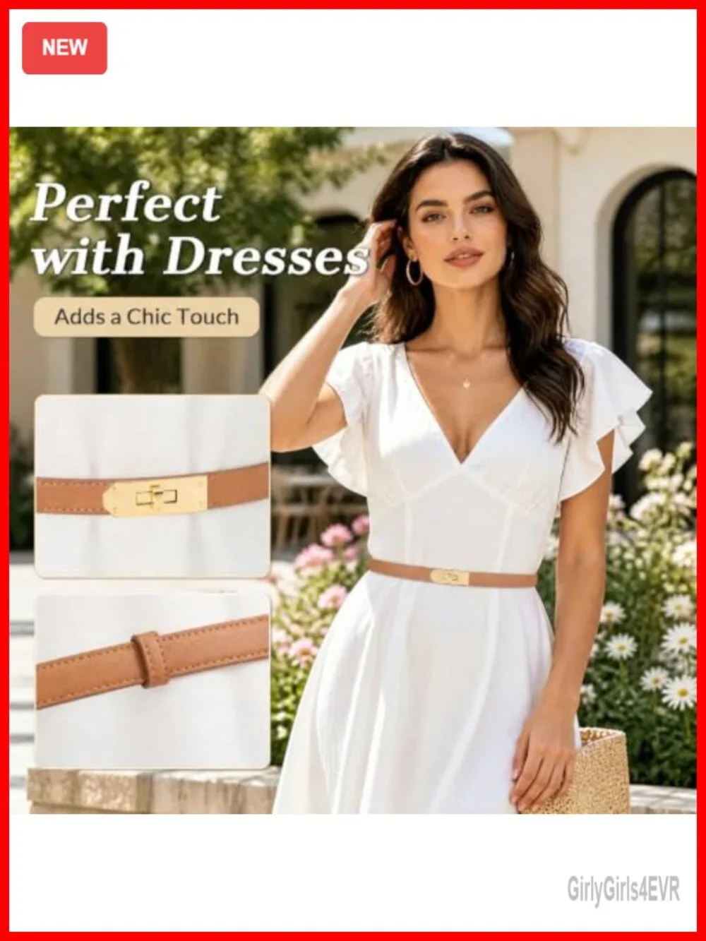 Women's Skinny Leather Belt Adjustable Thin Waist Belt for Dresses Jeans